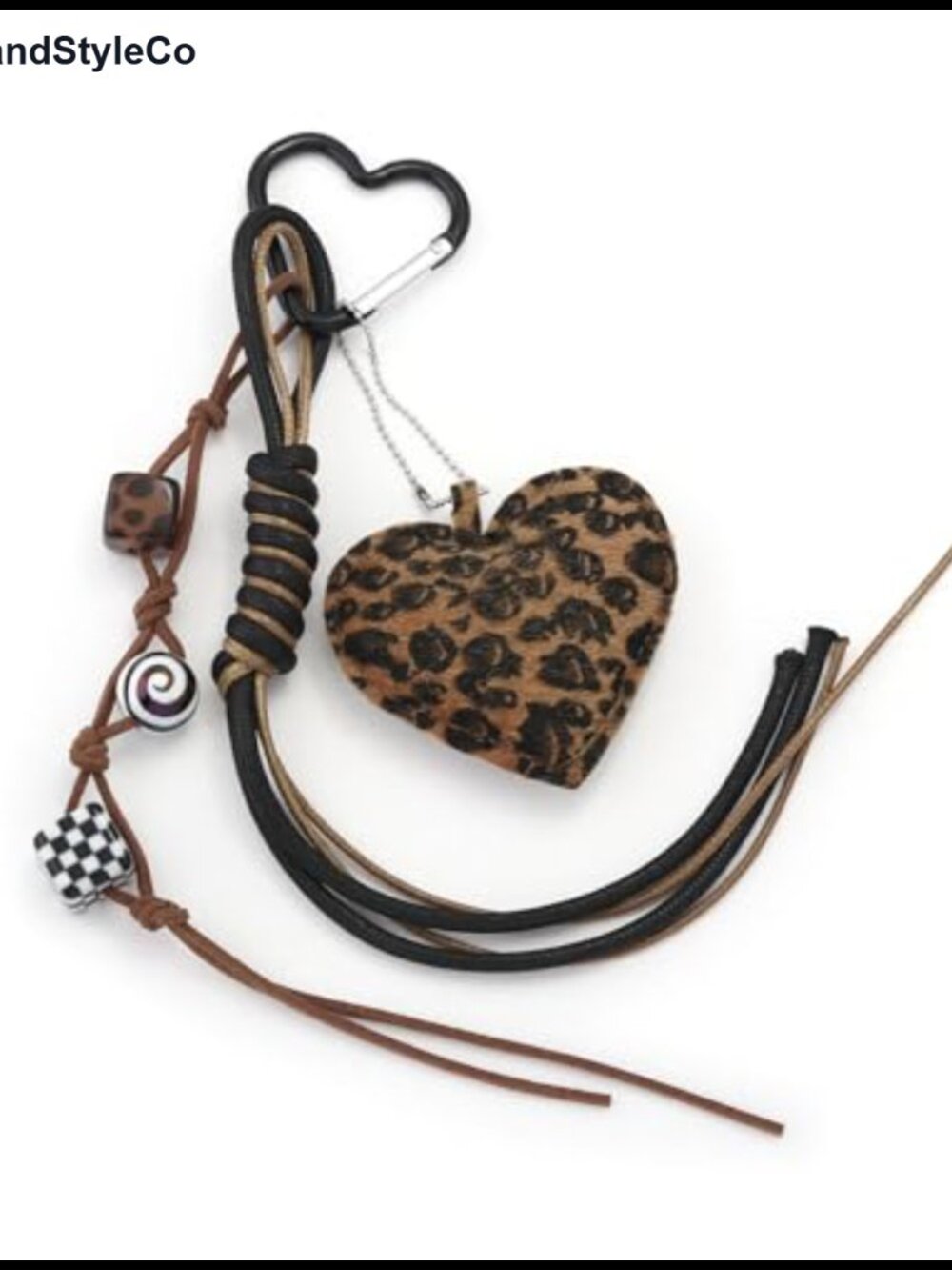 Leopard Faux Fur Bag Charm Braided Rope Keychain Y2K Purse Accessory